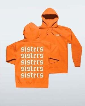 James Charles Sisters Apparel Repeating Logo Orange Hoodie Size Large